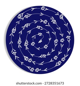 Plate template with ancient ottoman "halic pattern", white elements on dark background