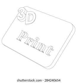 Plate with text print volume contour isolated on white background