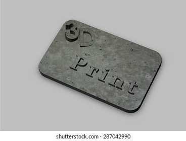 Plate with text print volume contour isolated on grey background