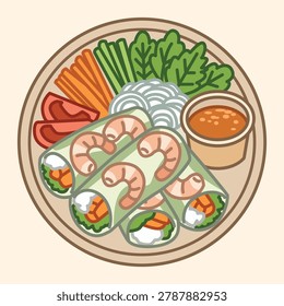 Plate of Thai spring rolls icon