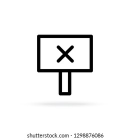 Plate with a tick false. Minimal thin line design. Vector outline icons.
