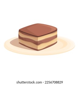 Plate tiramisu icon cartoon vector. Cake food. Coffee cheese