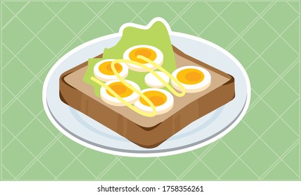 A plate of toast with boiled eggs