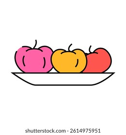 plate with tomatoes line icon vector. plate with tomatoes sign. isolated symbol illustration