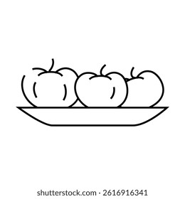 plate with tomatoes line icon vector. plate with tomatoes sign. isolated contour symbol black illustration