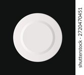 Plate top view flat vector illustration isolated on black background