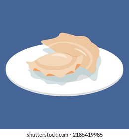 Plate with two dumplings, illustration