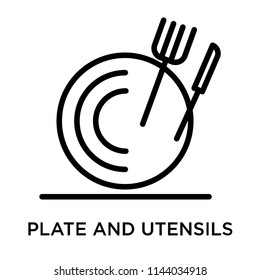 Plate and utensils icon vector isolated on white background for your web and mobile app design, Plate and utensils logo concept