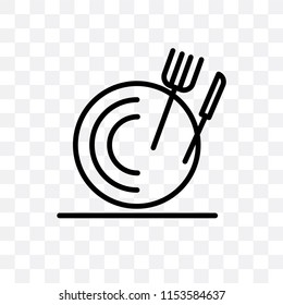 Plate and utensils vector icon isolated on transparent background, Plate and utensils logo concept