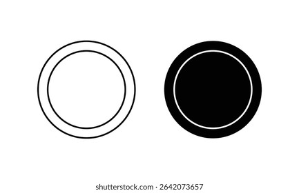 Plate vector icon. Dinner dish or plate. Glass plate vector icon set. Ceramic plate icon .Restaurant utensil symbol. Restaurant business concept. Dinner dish symbol.