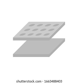 Diseño del icono vectorial de la placa de acero en fondo blanco.