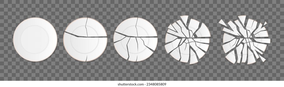 Plate vector illustration, broken plate, realistic design. Eps 10