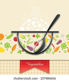 plate with vegetable, food background vector illustration EPS10. Transparent objects and opacity masks used for shadows and lights drawing