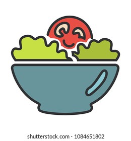 Plate with vegetable salad simple icon