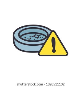 plate and warning sign line and fill style icon design, Chemistry science and laboratory theme Vector illustration