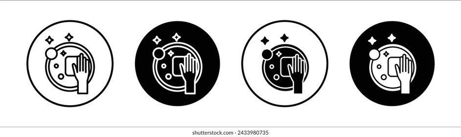 Plate washing flat line icon set. Plate washing Thin line illustration vector