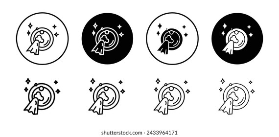 Colección de conjunto de iconos vectoriales de lavado de placas. Icono plano de contorno de lavado de placas.