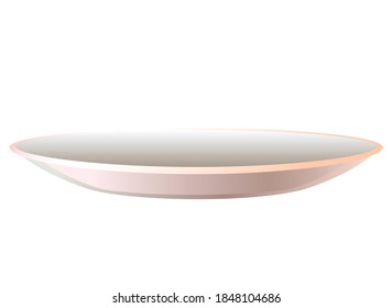 Placa. Placa plana blanca - ilustración de material a color completo. Vista lateral Saucer - plantilla vectorial.