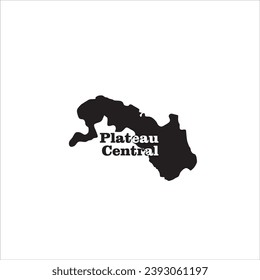 Plateau Central map and black lettering design on white background