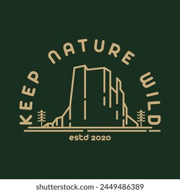 Plateau Mountain Canyon Simple Monoline Badge Emblem