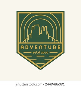Plateau Mountain Canyon Simple Monoline Badge Emblem