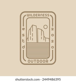 Plateau Mountain Canyon Simple Monoline Badge Emblem