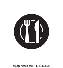 Plantilla Vector De Diseño De Icono De Placa, Horquilla Y Cuchillo