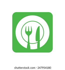 Plate,fork and knife silhouettes vector illustration