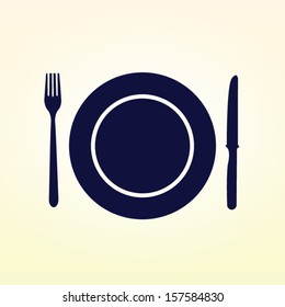 Plate,fork And Knife Vector Illustration