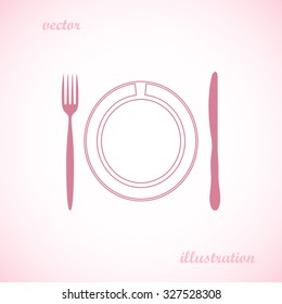 Plate,fork and knife vector illustration