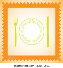 Plate,fork and knife vector illustration