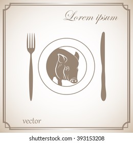 Plate,fork and knife vector illustration