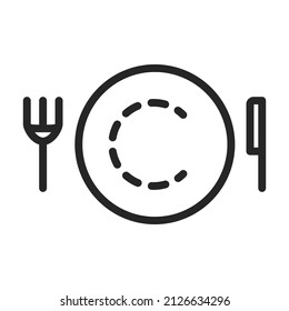 Plate,fork and knife vector outline icon. Vector illustration tableware on white background. Isolated outline illustration icon of plate,fork and knife .
