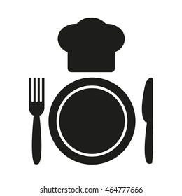 Plate,fork, knife,chef hat  icon