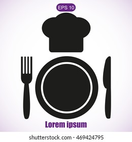 Plate,fork , knife,chef hat  icon