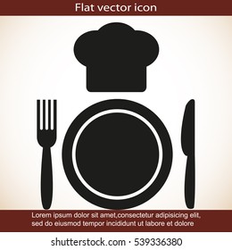 Plate,fork , knife,chef hat  icon