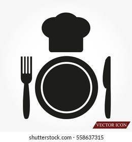 Plate,fork , knife,chef hat  icon