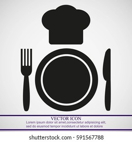 Plate,fork , knife,chef hat  icon