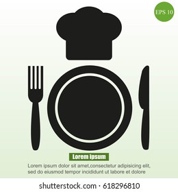 Plate,fork , knife,chef hat  icon