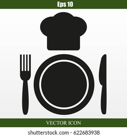 Plate,fork , knife,chef hat  icon