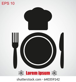 Plate,fork , knife,chef hat  icon