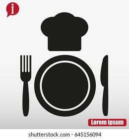 Plate,fork , knife,chef hat  icon