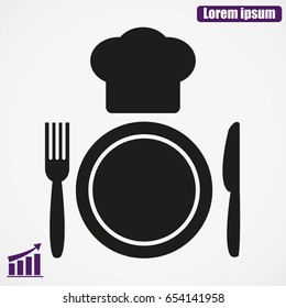 Plate,fork , knife,chef hat  icon