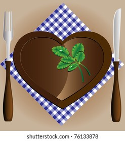 plate-heart, a knife and fork