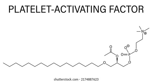 Platelet Activating Factor or PAF signaling molecule. Skeletal formula.