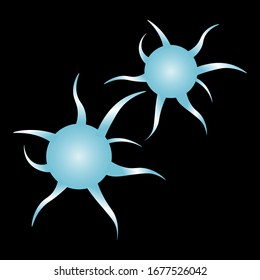 Platelet cells. Thrombocytes. Vector illustration isolated on black background. Platelets icon.