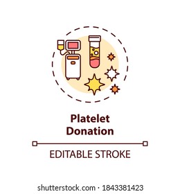 Platelet Donation Concept Icon. Medical Charity, Voluntary Blood Transfusion Idea Thin Line Illustration. Treatment With Thrombocytes. Vector Isolated Outline RGB Color Drawing. Editable Stroke