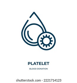 Icono de plaqueta. Ilustración vectorial lineal de la colección de donación de sangre. Esquema vector de icono de plaqueta. Símbolo de línea delgada para uso en aplicaciones web y móviles, logotipo, medios impresos.