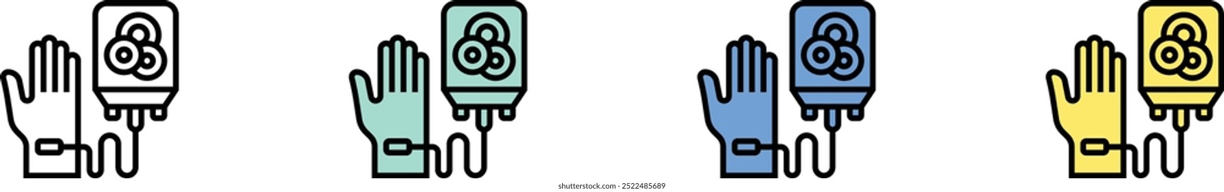 Icono de plaquetas. Esquema, diseño de estilo verde, azul y amarillo aislado sobre fondo blanco