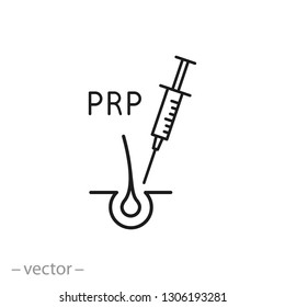 Platelet Rich Plasma Icon, Prp Therapy, Stop Hair Loss Linear Sign Isolated On White Background - Editable Stroke Vector Illustration Eps10